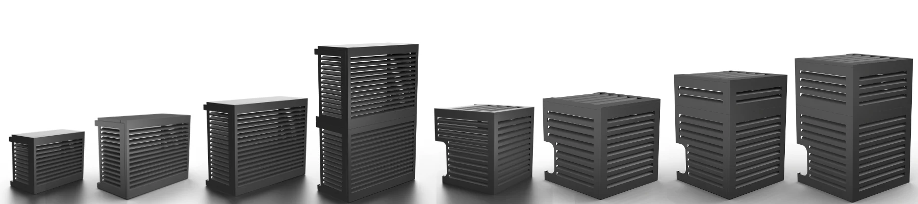 After: matching lineup of VEIL LIVING matte black architectural covers